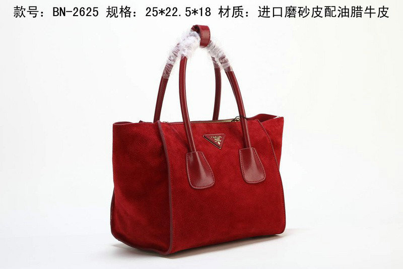 2014 Prada Suede Leather Tote Bag BN2625 red